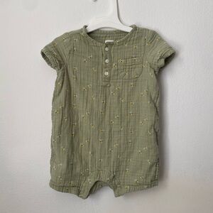 Green Romper with Bee Motif